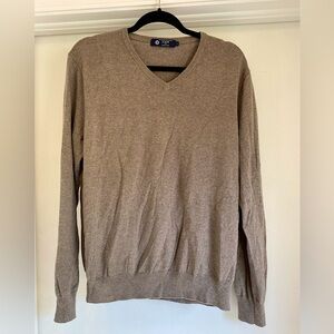 J Crew Men’s Cotton-Cashmere V-neck Pullover Long Sleeve Sweater Tan Brown Sz L